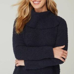 NWT J. JILL Pure Jill Soft & Cozy High Neck Sweater Navy Blue Large Top $89